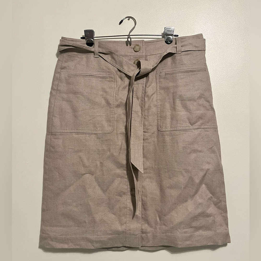NWT J. Crew Khaki Button Front Chino Skirt Size 16